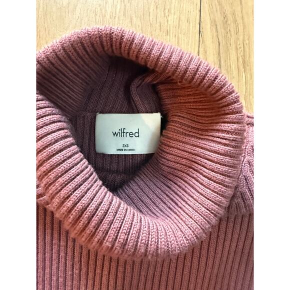 Aritzia Wilfred 100% Merino Wool Turtle Neck Ribbed Sweater Dress Size XXS - Picture 4 of 5